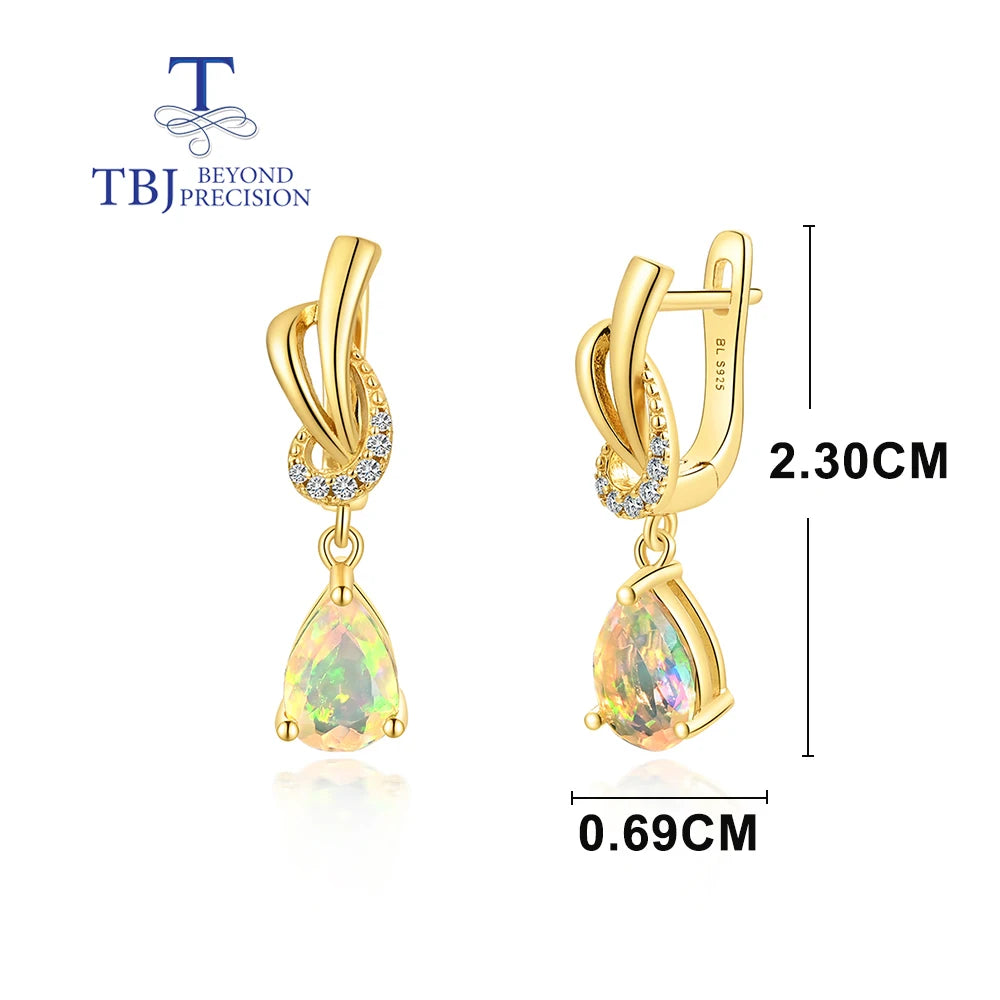 TBJ 100% Natural Ethiopia Opal earrings 925 sterling silver gemstones women fine jewelry for women wife birthday nice gift